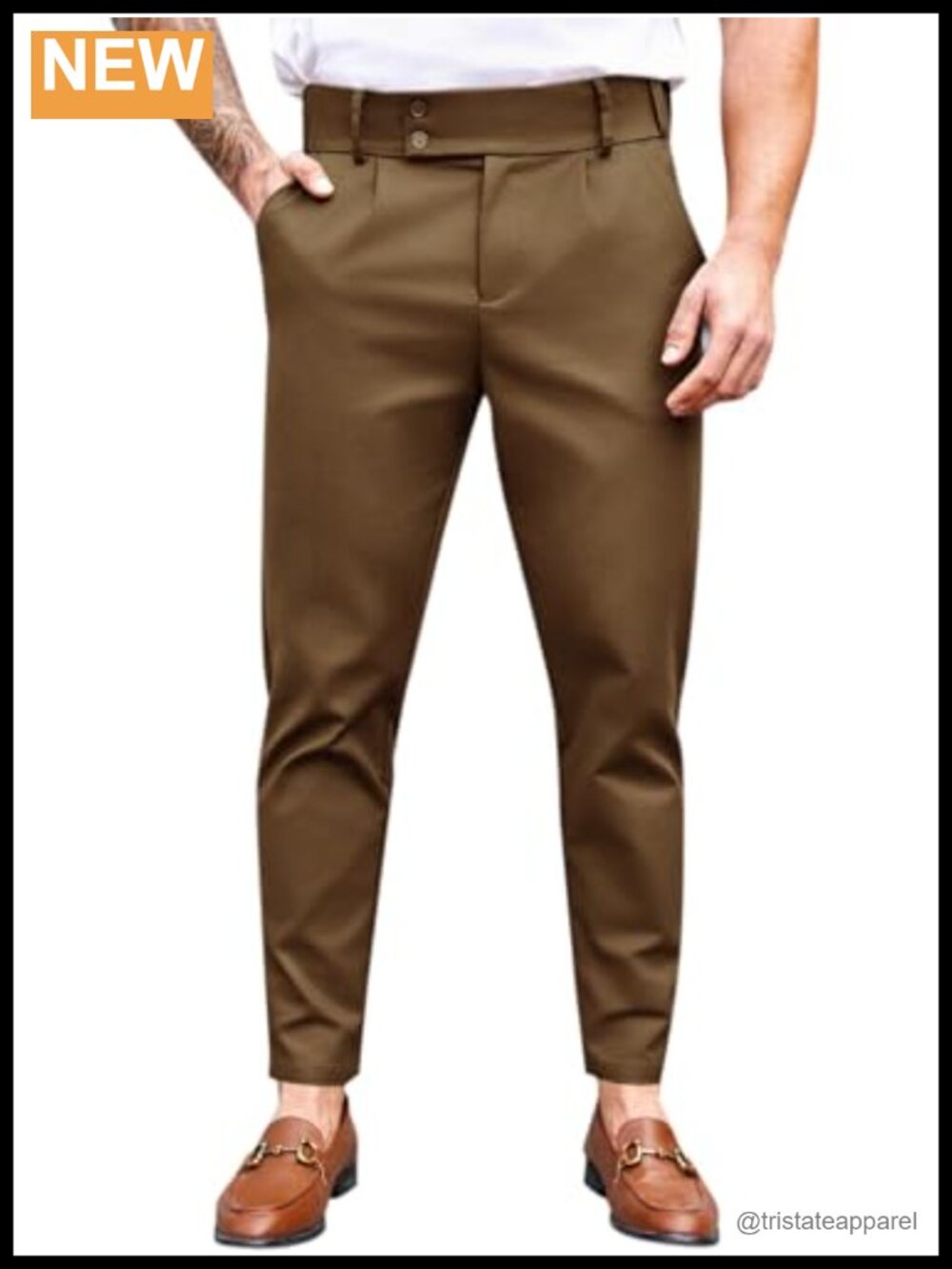 Slim Fit Flat Front Stretch Chino Pants Tapered Casual Trousers